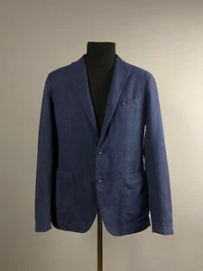 Seltener Tagliatore Herren Blazer Sakko Blau Baumwolle Ramie Zwei Knöpfe Größe 48 R - Bild 1 von 10