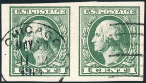 US 531 1¢ 1919 George Washington offset printing F-VF used pair - Picture 1 of 2
