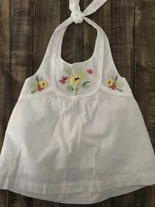 JANIE & JACK White Embroidered Flowers Cotton Halter Top Shirt 3T - Picture 1 of 3