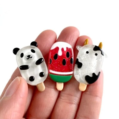 Cute Lollipop Charms Panda Melon Cow Girl Kawaii japanese resin fake food gift