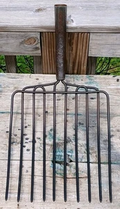 Antique 10 Tine Farming Pitchfork Of Early 20th-century 4 Straw Hay Manure Silag - Picture 1 of 19