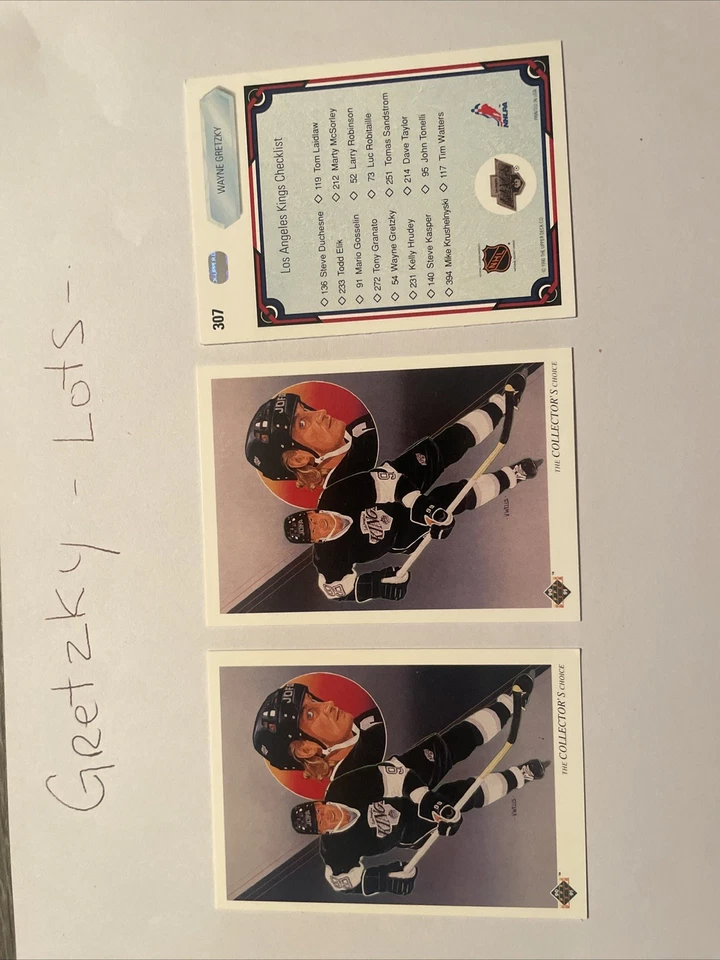 LOS ANGELES KINGS 1990-91 Upper Deck CC #307 Checklist Wayne Gretzky x 3 Cards - Image 1 of 1