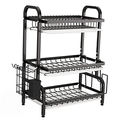  Estante de Secado, Estante de Metal de 3 Niveles de Gran Capacidad con Soporte para Utensilios,  Foto 1 de 4