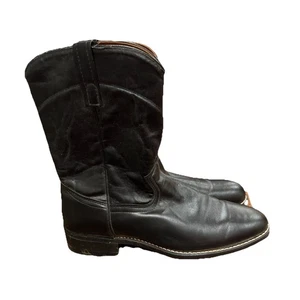 Men’s Black Leather Cowboy Boots USA Sz.9D - Picture 1 of 6