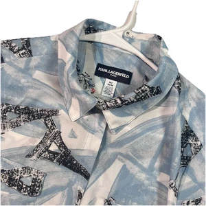 Karl Lagerfeld Paris Womens Blouse Top Button Down Long Sleeves Size M - Picture 1 of 6