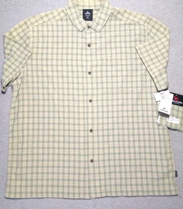 Rip Curl Shirt Mens Medium Green Plaid Checkered Short Sleeve Button Up - Picture 1 of 8