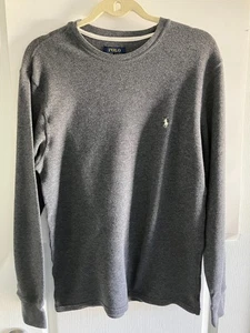 Polo Ralph Lauren Mens Shirt Men Large Gray Waffle Thermal Large - Picture 1 of 11