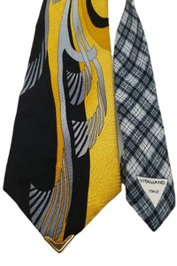 Vitaliano Pancaldi Krawatte 100% Seide gelb schwarz Krawatte - Bild 1 von 8