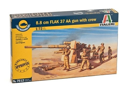 Italeri 1/72 (20mm) 88mm Flak 37 & Equipaggio (rapido Assemblaggio)