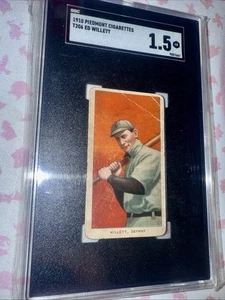1910 Piemont Cigarettes (T206) Ed Willett SGC 1.5 Collect Rare Baseball History - Bild 1 von 5
