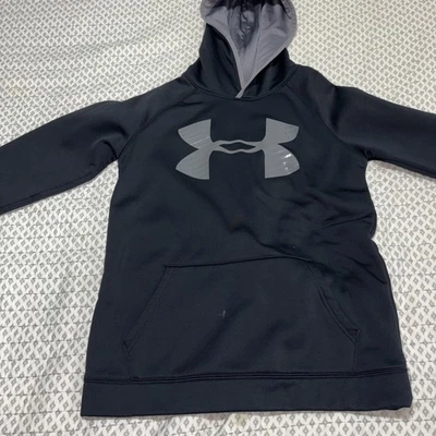 Under Armour Boys Youth Large Hoodie Pull Over Sweatshirt Black Gray - Image 1 of 4