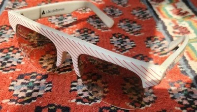 Gafas de sol Liz Claiborne blancas vintage años 80 Japón geométricas rayas Duran Duran Foto 1 de 4