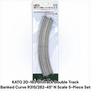 KATO 20-182 Unitrack Double Track Approach Track R414/381-22.5° L/R 2pcs N Scale - Picture 1 of 6