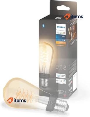 Philips Hue White Filament Regular ST64 LED Smart Light Bulb 1 Pack E27 - Image 1 of 3