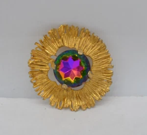 Large Vintage Juliana Delizza  Elster style round AB topaz Rhinestone Brooch pin - Picture 1 of 4