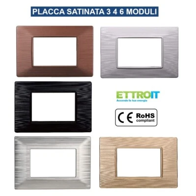 ETTROIT Placca compatibili Vimar Plana 2 3 4 7 Posti / Moduli Vari Colori Satinata