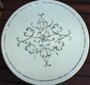 Amazing Marble Corner Table Tops Mother Of Pearl Inlay Stone Hallway Decor H5096 - Picture 1 of 4