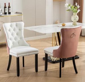 Modern Kitchen Dining Chairs Set of 2/4/6 PU Leather Side Chair Wood Metal Leg - Picture 1 of 45
