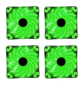 4 x Marvo Scorpion 120mm 1200rpm Green 15 x LEDs PC Case Fans 3+4-Pin 53.2CFM - Picture 1 of 7