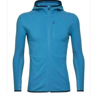 Icebreaker Neu mit Etikett Merino Descender LS Jacke mit durchgehendem Reißverschluss und Kapuze Large hellblau polarisiert - Bild 1 von 17