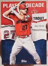 MIKE TROUT 2020 TOPPS PLAYER OF THE DECADE SP 5X7 JUMBO CARD #/49 ANGELS !!