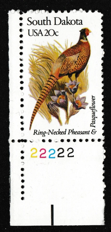 US 1993/1993a State Birds South Dakota 20c plate single LL # 22222 MNH 1982 - Image 1 of 1