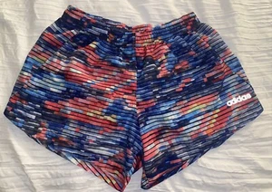 Adidas Running Shorts Youth Girls Multicolor Drawstring & Built In Briefs L(14) - Picture 1 of 5
