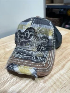 Seltene Vintage TRUE RELIGION Distressed Y2K karierte Buddha Baseballkappe Truckermütze - Bild 1 von 8