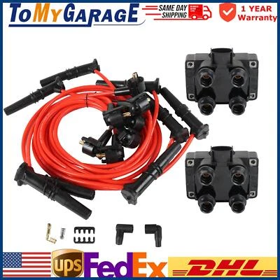 2x bobinas de encendido + 8x cables de bujía para Ford F150 F250 Lincoln Mercury FD487 Foto 1 de 4