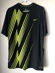 Nike Dri-FIT Men's XL Fitted Striped Pattern Short Sleeve Polyester Shirt - Picture 1 of 8
