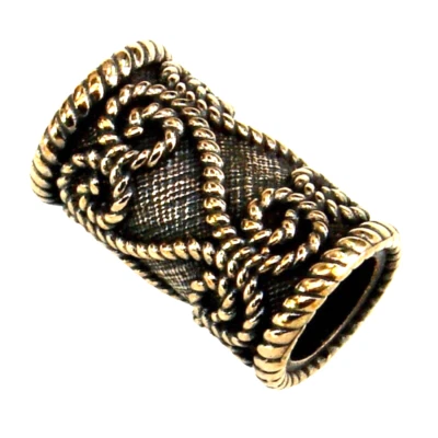 Bronze 1 x Bartperle Spirale Loch 7 mm + 50 Bartgummis Haarperle Bartschmuck - Bild 1 von 3