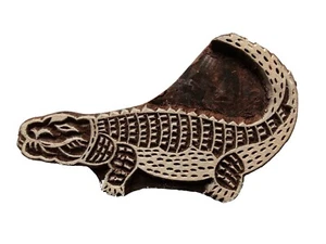 Crocodile Stamp 9.7cm x 5.8cm Indian Hand Carved Wooden Printing Block - Picture 1 of 3