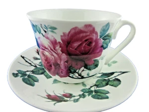 ENGLISH ROSE BONE CHINA BREAKFAST CUP SAUCER, MADE IN ENGLAND BY ROY KIRKHAM NEW - Picture 1 of 7