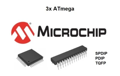 ⚡ 3x Microcontrôleurs Microchip : ATmega - SPDIP / TQFP : NEUF ⚡ - Immagine 1 di 4