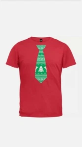 Ugly Xmas Sweater Tie Red Adult Mens T-Shirt - Picture 1 of 1