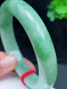 Certified Natural Jadeite Jade 57/58mm Floating Green Flower Bracelet Bangle 飘绿花 - Picture 1 of 17