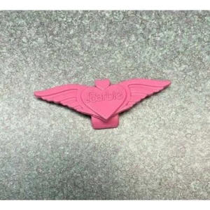 Vintage Girls Child 2.5" Mattel Barbie Pink Hair Barrette Clip 1989, heart wing - Picture 1 of 4