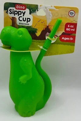 Taza Dino Sippy con pajita - Vaso en forma de dinosaurio verde de 6 oz (edades 5+) Foto 1 de 4