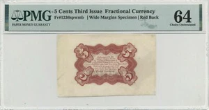 FR 1236spwmb - FIVE CENTS THIRD ISSUE FRACTIONAL SPECIMEN - PMG 64 - SCARCE - Picture 1 of 6