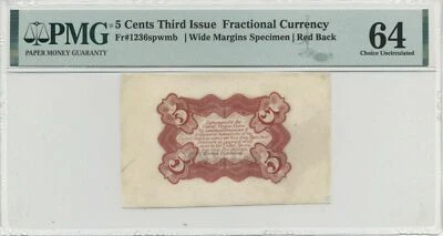 FR 1236spwmb - FIVE CENTS THIRD ISSUE FRACTIONAL SPECIMEN - PMG 64 - SCARCE - Image 1 of 4