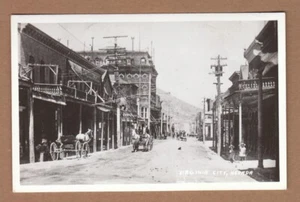 Vintage RPPC Echt Foto Postkarte Virginia City Nevada Main Street Pferd Buggy! - Bild 1 von 2