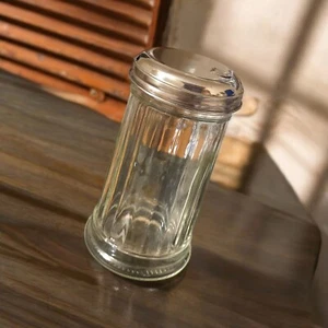 Classic Ribbed Glass Sugar Shaker With Stainless Steel Lid & Dispenser (V2) - Picture 1 of 9