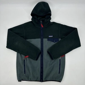 Rare Patagonia Men's Synchilla Snap-T Hoodie Size S Green Full Zip Fleece Jacket - Picture 1 of 7