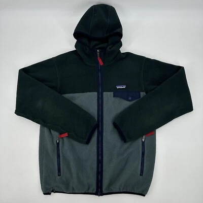 Rare Patagonia Men's Synchilla Snap-T Hoodie Size S Green Full Zip Fleece Jacket - Image 1 of 4