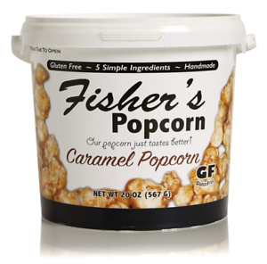 Fisher's Popcorn Karmel Popcorn, Bezglutenowy, 5 prostych składników, Ręcznie robiony, N