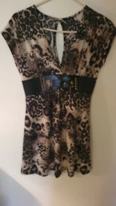 Rue 21 Dress Sz S Belted Animal Print Tie Back Short Sleeveless Teen 34 L 18 Acr - Picture 1 of 24