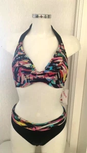 Freya Venice Beach UK 30GG Wired Padded Halter Plunge Bikini & XSmall Turn Over - Picture 1 of 9