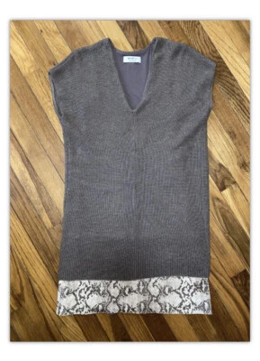 $370 Bailey 44 Anthropologie Over The Rainbow Sweater Leather Snake Dress XS - Image 1 of 4