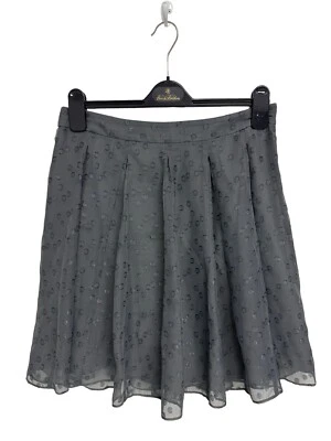 Falda para mujer AK Anne Klein de gasa Gary brillante a lunares plisada línea A talla 4 Foto 1 de 4