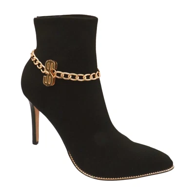 Mujer Cadena Dorada Bota Occidental Pulsera Zapato Dólar Signo $ Bling Dije Joyería Foto 1 de 4